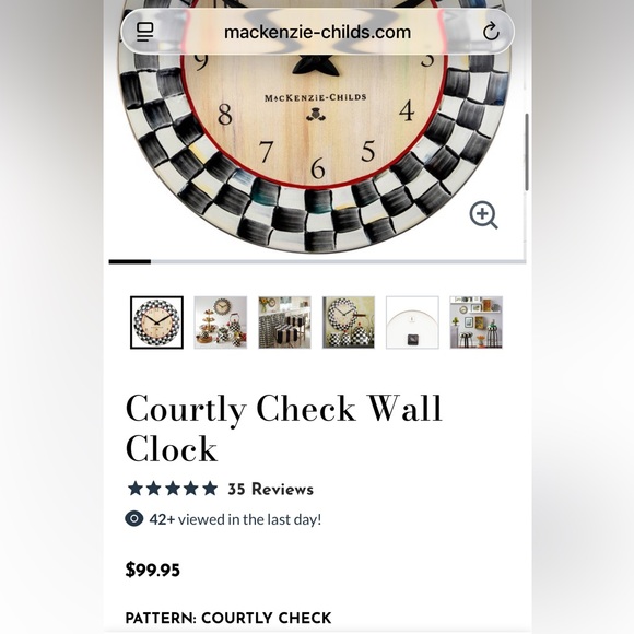 New! MacKenzie-Childs Courtly Check Wall Clock - Picture 7 of 7